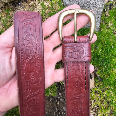 OISEAU-TONNERRE, CEINTURE EN CUIR COGNAC