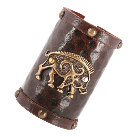 PICTISH BOAR, LEATHER MUZZLE AND BRASS
