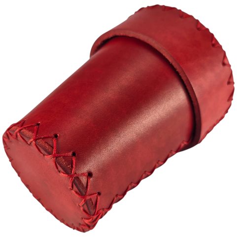 LEATHER CUP FOR DICE WITH LID - MEDIEVAL ROSE