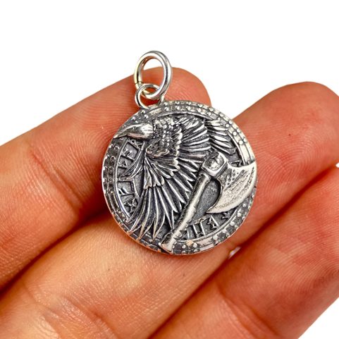 TO VALHALLA! VIKING BATTLE AMULET, SILVER 925