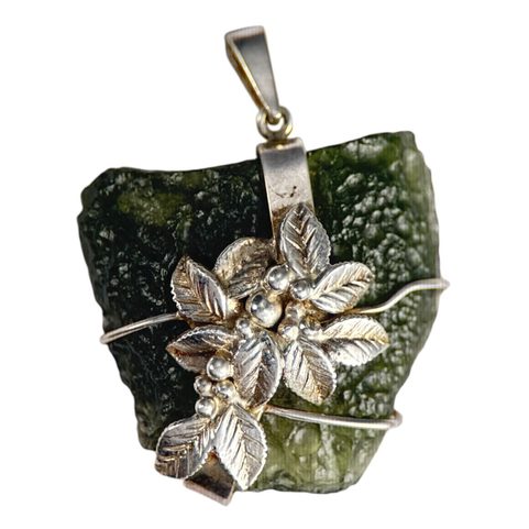 FLORA - MOLDAVITE, SILVER PENDANT AG 925