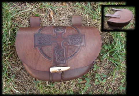 LEATHER BAG, CELTIC CROSS