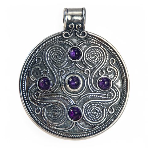 BATTERSEA, LUXURY BRYTHONIC JEWEL INSPIRED BY THE FIND, AMETHYSTS, SILVER 925, 12 G
