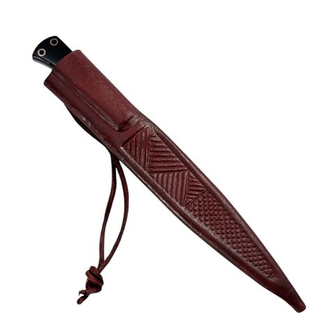 MEDIEVAL KNIFE WITH HORN HANDLE AND LEATHER SHEATH