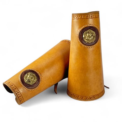 GLADIATOR - LION'S HEAD, LEATHER BRACERS