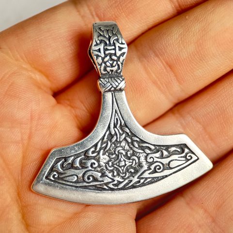 HERSIR, NORSE AXE, SILVER PENDANT