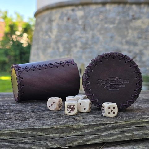 FARKLE, BOARD GAME, OAKWOOD DICE WITH CUP AND DICE TRAY,KINGDOM COME: DELIVERANCE