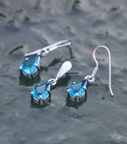 POLARIS, SILVER EARRINGS, GLASS, AG 925