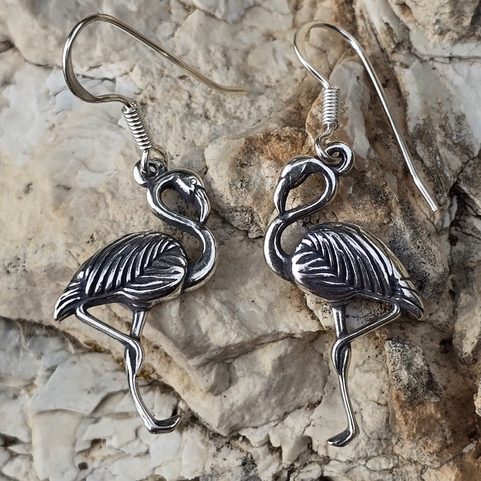FLAMINGO , SILVER EARRINGS AG 925/1000