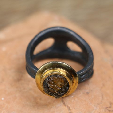 LEVONA SILVER MOLDAVITE RING