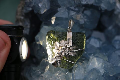 FLORA - MOLDAVITE, SILVER PENDANT AG 925