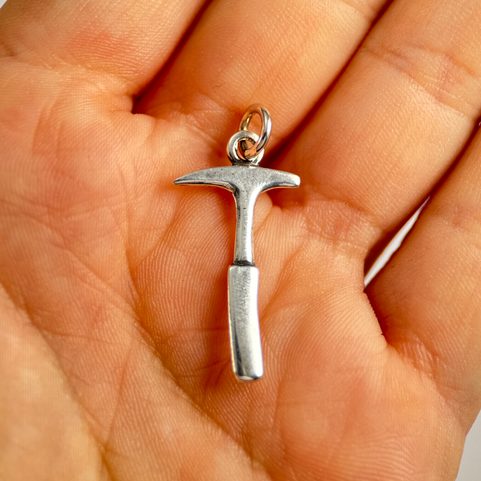 GEOLOGICAL HAMMER, SILVER PENDANT