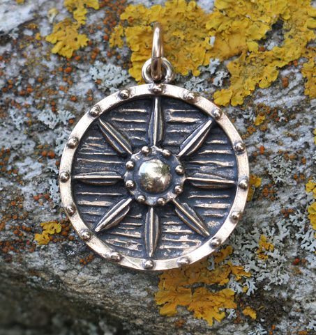 VIKING, BOUCLIER, PENDENTIF, BRONZE
