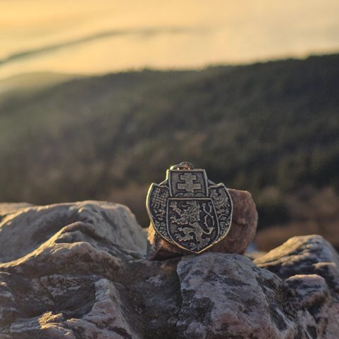 MARQUE LÉGIONNAIRE UNIE, PENDENTIF, ZINC, LAITON ANCIEN