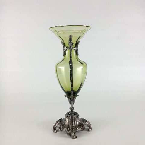 GREEN MAN, MASCARON, HISTORICAL GLASS VASE