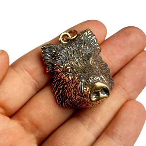 BOAR, MASSIVE PENDANT, BRONZE