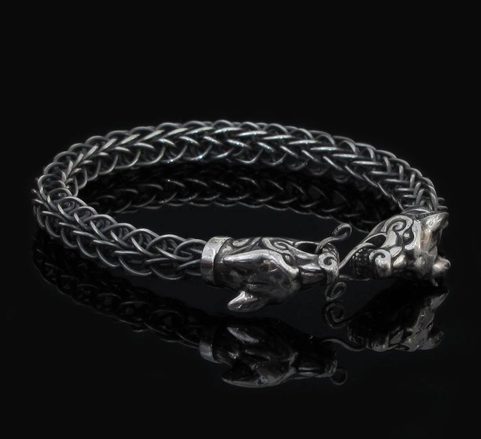 FENRIR, WOLF, STERLING SILVER BRACELET - VIKING KNIT