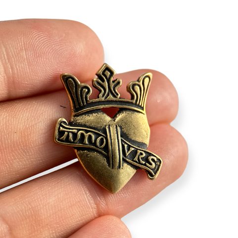 HEART WITH CROWN - BRONZE PENDANT