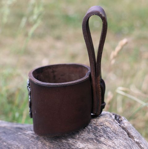 LION OF BOHEMIA, LEATHER HORN HOLDER, BROWN