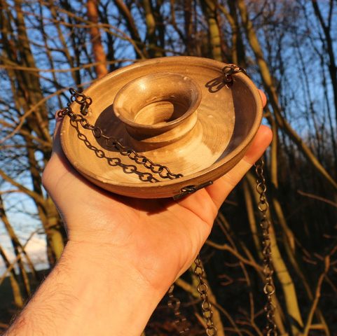 CANDLESTICK WITH A CHAIN, CERAMIC