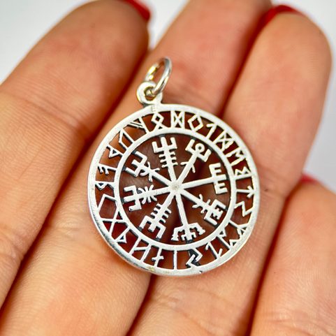 VEGVISIR, ICELANDIC RUNE SMALL PENDANT, SILVER