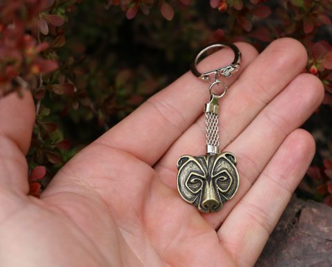 URSUS, PORTE-CLÉS D'OURS, FOURMI ZINC. LAITON