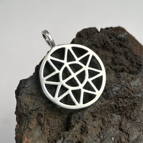 SUN AND CROSS, SMALL, SILVER PENDANT