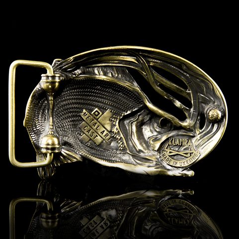 PERCH, FISHING BELT BUCKLE, BRASS