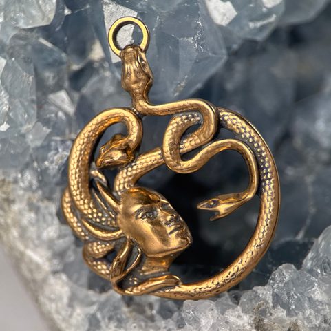 MEDUSA, ANTIQUE, BRONZE, PENDANT