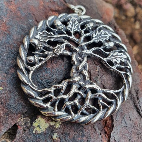 EICHE - HEILIGER BAUM DES LEBENS ANHÄNGER SILBER 925, 17G