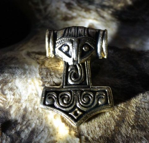 THOR HAMMER, KABARA, VIKING TALISMAN, GOLD PLATED