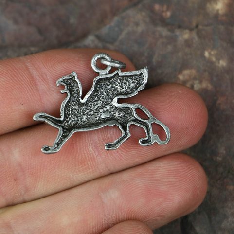 SCYTHIAN GRIFFIN, PENDANT, ZINC ANTIQUE SILVER