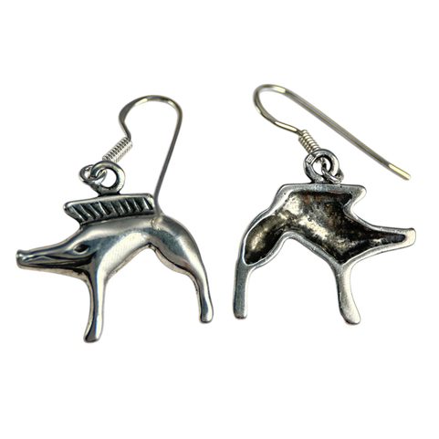 SANGLIER, BOUCLES D'OREILLES, ARGENT