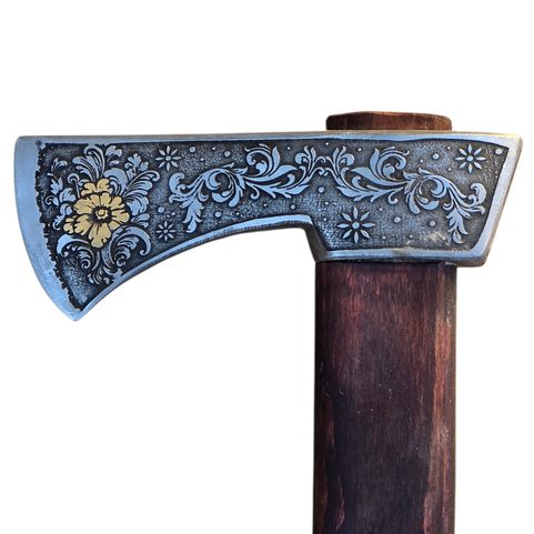 FLORA WALLACHIAN AXE, TRADITIONAL SHEPHERD'S AXE - ETCHED, GOLD PLATED