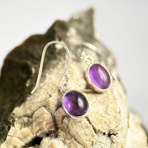 VIORA, SILVER EARRINGS, AMETHYST, AG 925/1000