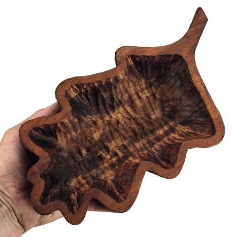 OAK LEAF, HAND CARVED DISH