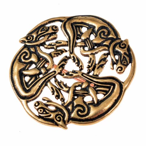 BROCHE EN BRONZE, CHIENS CELTIQUES