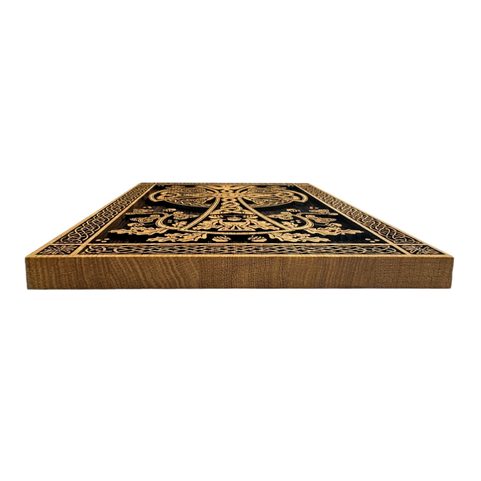 KELTISCHES KREUZ, WANDBILD AUS HOLZ 21X30CM, WEIDENRAHMEN