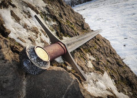 FLORAL ONE-HANDED SWORD ETCHED FULL TANG, SHARP