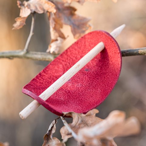 NAPOLI, LEATHER HAIR CLIP, RED