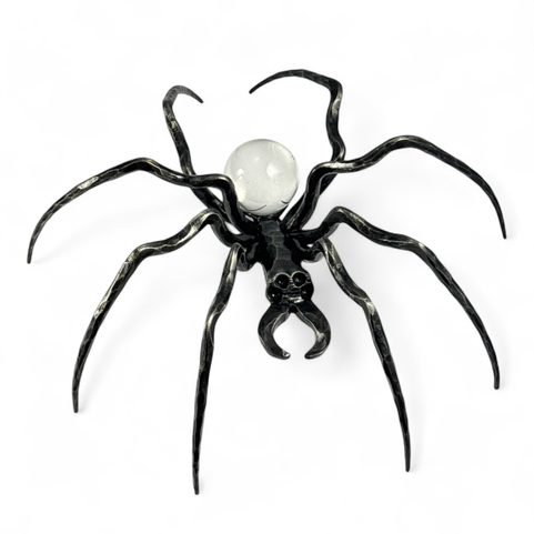 BLACK WIDOW, FORGED SPIDER FIGURE WITH GLASS