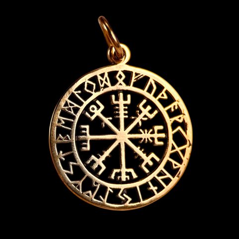 VEGVISIR, ICELANDIC RUNE PENDANT, BRONZE