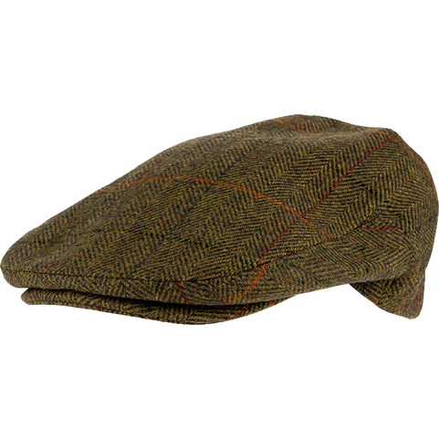 ENGLISH WOOL BLEND FLAT CAP TWEED BROWN