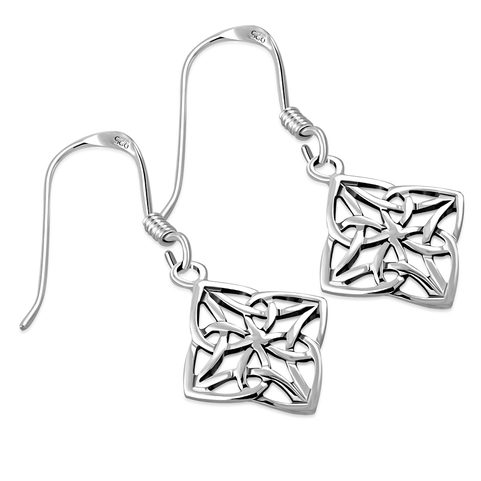 NŒUD CELTIQUE, BOUCLES D'OREILLES EN ARGENT 925/1000