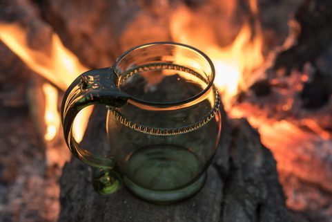 PINT, HISTORICAL GREEN FOREST GLASS