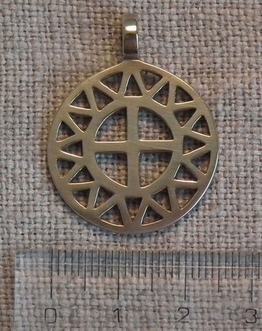 SUN AND CROSS, BRONZE PENDANT
