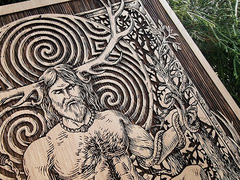 CERNUNNOS WANDDEKORATION, HOLZ
