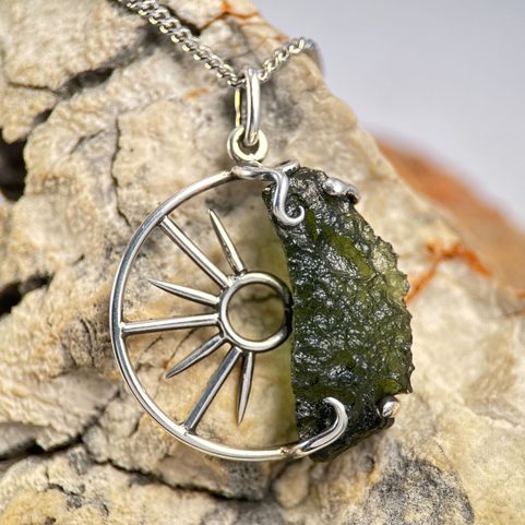 TARANIS, MOLDAVITE PENDANT, SILVER 925/1000
