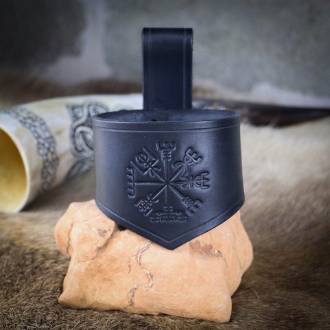 VEGVÍSIR LEATHER HORN HOLDER BLACK