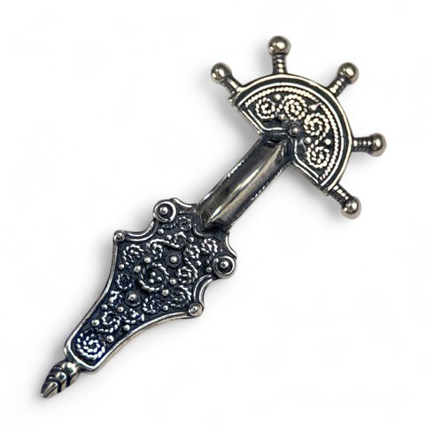 EARLY MEDIEVAL FIBULA, STERLING SILVER BROOCH